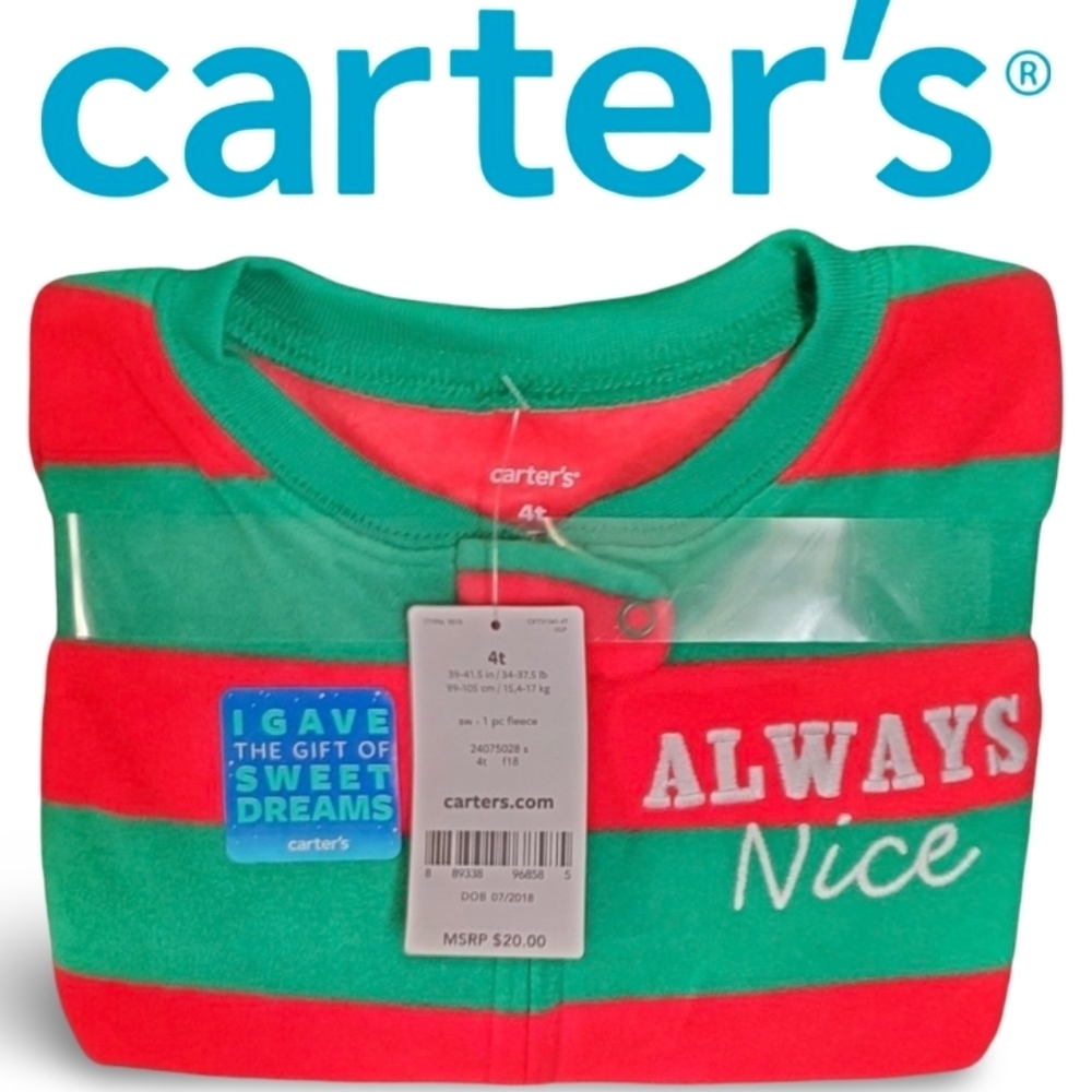 Carter's Green and Red Striped Pajama Set